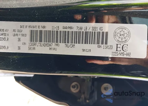 2020 Ram 1500 Rebel z USA, uszkodzony, nr VIN 1C6SRFLT3LN205947